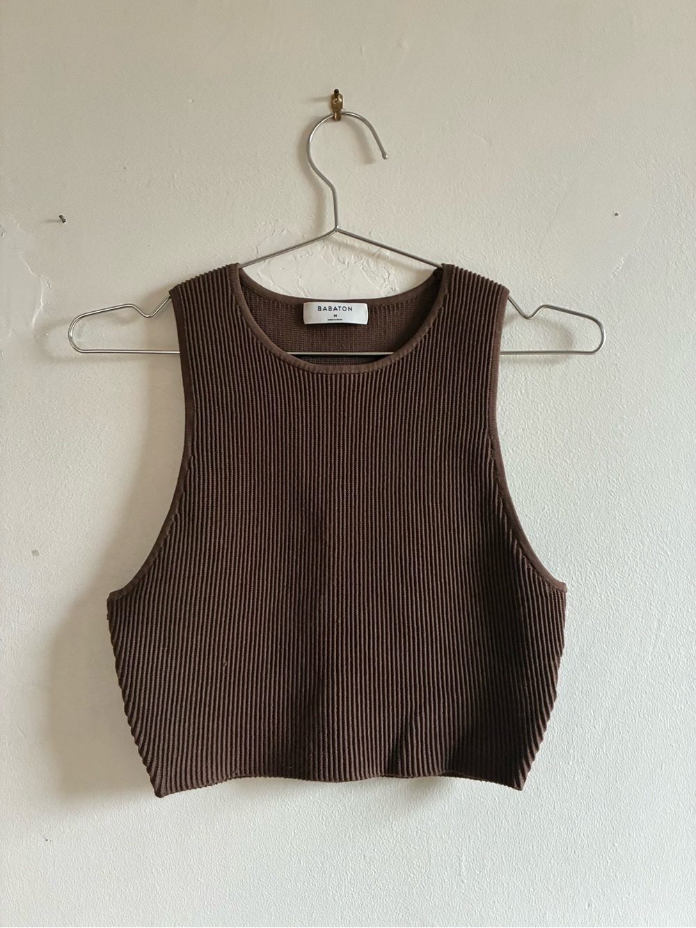 Babaton Ribbed Cropped Tank - Chocolate Brown